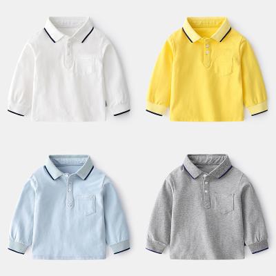 China PL079 High Quality Wholesale Loose Cotton T-shirts Long Sleeve Children's Clothing Kids T-shirt Breathable 100% Polo Shirts for sale