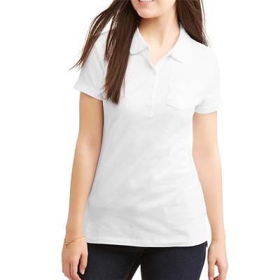 China PL061 Anti-wrinkle Womens 100% Cotton Polo Shirts With Pocket On Left Chest Te koop