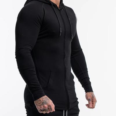 中国 HD025 Anti-wrinkle men's full black empty gym slim fit wholesale hoodies for men 販売のため