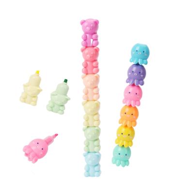 China Amazon Writing Smooth Cute Highlighter Pen Octopus Set 5 Assorted Colors Pastel Highlighter Pen for sale