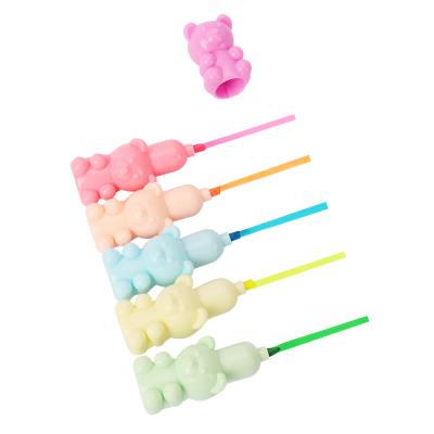 China New Arrival 2022 Sweet Writing Mini Highlighter Pen Set Stationery 5 in 1 Cute Bear Highlighter Bar Pen for sale