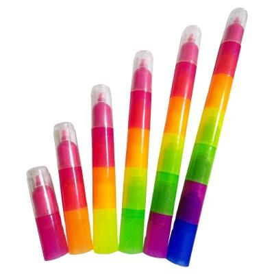 China Factory Price Soft Writing Custom Six Multi Color 6 in 1 Set Highlighter Bar Fluorescent Pen for Kids Stationery Gift for sale