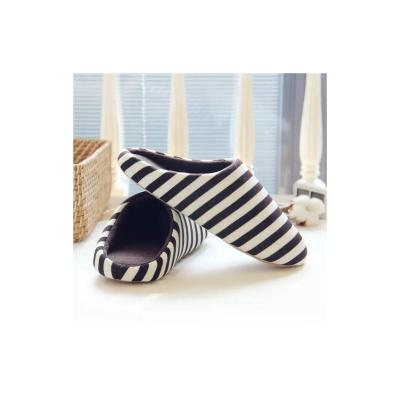 China Factory Wholesale High Quality Memory Cotton Cushioning Striped Comfort Couples Home Slippers for sale