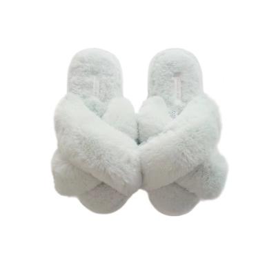 China Fashion Trend Factory Price Manufacturer Supplier High Quality Fashion Five Color Cross Rabbit Velvet Soft Slippers for sale