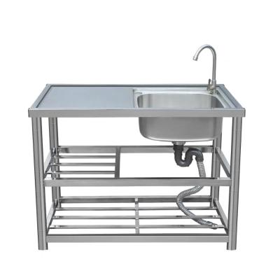 China With Faucet 3mm Thickness Thickened Kitchen 304 Stainless Steel Manual Sink Large Single Sink for sale