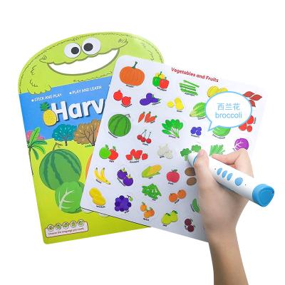 China Children Educational Toy Learning English Knowledge DIY Scene Sticker Book with Reading Pen Kawaii Cute Stickers for sale