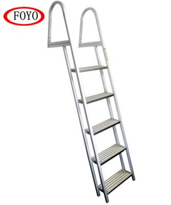 China Aluminum Folding Ladders Foyo Pontoon 5 Step Boat Ladder For Higher Boats With Wider Steps Dock Ladders for sale