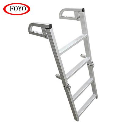 China Marine Folding Ladders Foyo Swimming Pool Ladder 4 Steps Loft Aluminum Boat Ladders For Yacht for sale