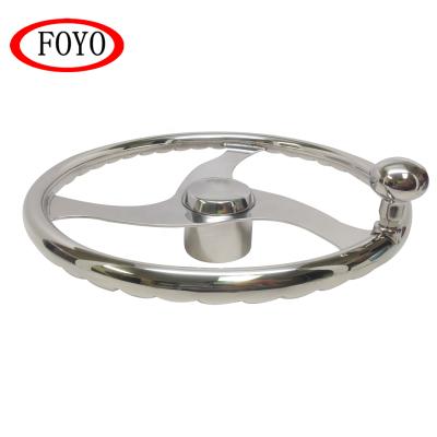 China Used in FOYO marine leisure brand Marine Boat Stainless Steel 3 spokes hot sale sports steering wheel with control knob for sailboat and yacht for sale