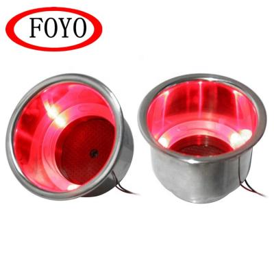 China Foyo's Hot Sale Luxury Marine Grade Boat Stainless Steel Led Drink Holder with Lights for Car and Boat for sale