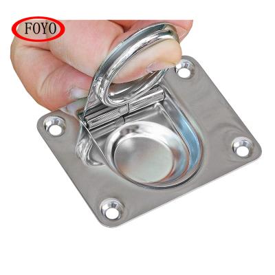 China Used In Foyo Marine Brand Recreational Boat Cheap Price Rectangular Recessed Stainless Steel Hatch Lift Handle Spring Loaded For Boat And Ship for sale