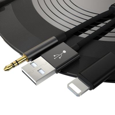 China Charging& AUX cable. music listening 2 in 1 light ning to 3.5mm usb listening and charging aux audio cable. for sale