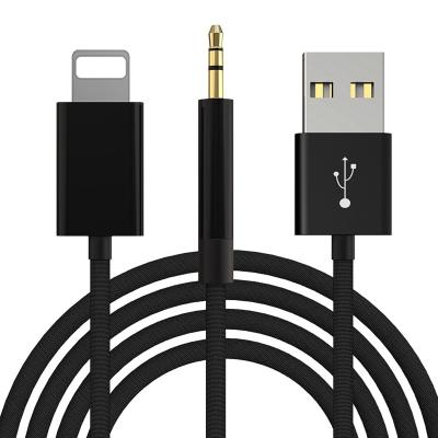 China Charging& AUX cable. music listening 2 in 1 light ning to 3.5mm Jack USB charging AUX audio cable. Jack's car for sale