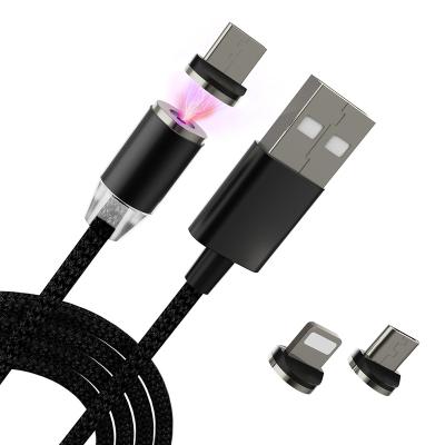 China 3 in 1 Micro USB Nylon Braided Fast Magnetic Charging Cable 3 in 1 Magnetic Data Cable for sale