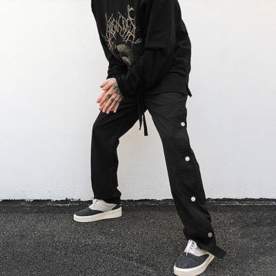 China Solid Color Breathable Loose Straight Leg Hip Hop Streetwear Summer Overall Fashionable Button Up Work Cargo Pants for sale