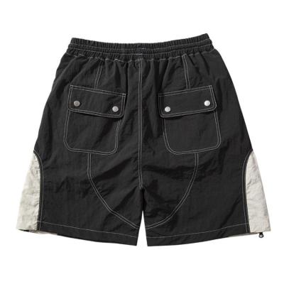 China Contrast Breathable Fabric High Waist Drawstring Side Zipper Solid Color Cargo Denim Shorts For Men for sale