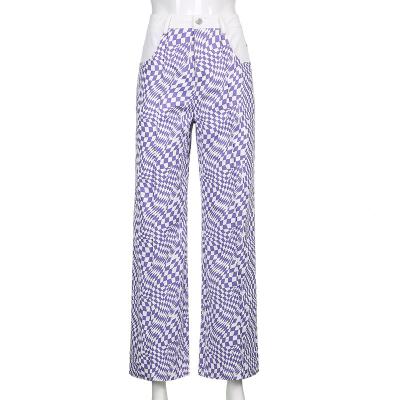 China Anti-Wrinkle Joggers Pants Printed Women Sweatpants Tie Up Straight Pants With Crotch Zipper Woman for sale