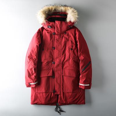 China Women Windproof Warm Long Coat Jacket Hat Stand Collar Zipper Padded Thickened Winter Detachable Detachable Jacket Red for sale