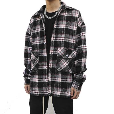 China Anti-pilling OEM Custom Made High Quality Printed Oversized Plaid Flannel Men Checked Casual Shirt for sale