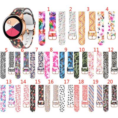 China Samsung Silicone Straps Colorful Printing Soft Silicone 20mm Watch Strap For Samsung Galaxy Watch Active Sport Watch Bands Straps for sale