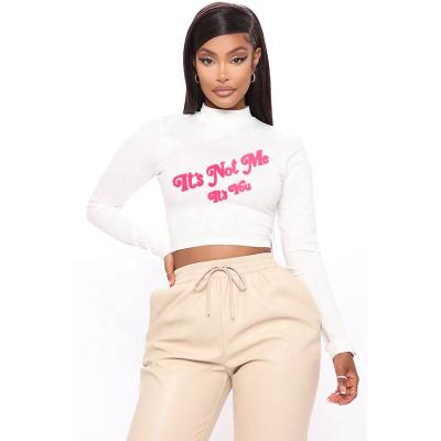 China Latest Hot Sexy Girl Anti-Wrinkle Solid Turtle Neck Long Sleeve Slim Crop Tops Casual Crop Tops For Women T-shirts for sale