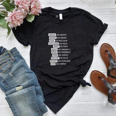 China High Quality Anti Wrinkle T-shirt Women Fashion Aesthetic Tees Black Queen Printing Summer Melanin Graphic Tee for sale