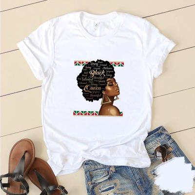 China Custom Anti-Wrinkle Vintage Woman Clothes Tee Black Melanin Queen T-shirts Women's T-shirts Women Plus Size T Shirts for sale