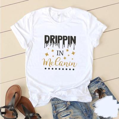 China Wholesale Women's Melanin Graphic T-shirts Anti-Wrinkle 100% Cotton Printing Custom Logo Label Printed T-shirt for sale