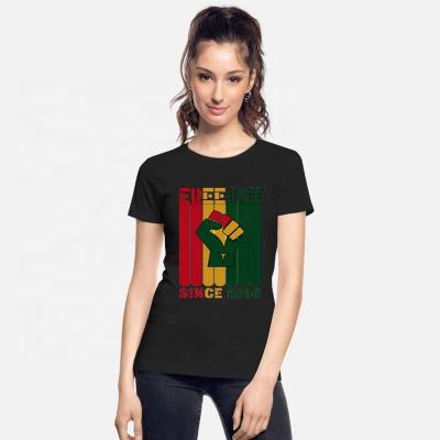 China Graphic Anti-Wrinkle Wholesale Juneteenth Freeish Shirt T-Shirt Women Since 1865 Tops O-Neck Black Tees Plus Size T Shirt for sale