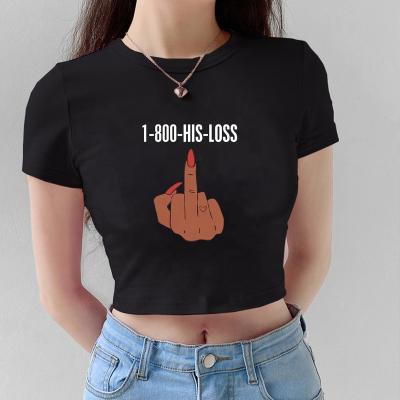 China New Anti-Wrinkle Women Make Money Friends Not Short Sleeve T-Shirt Black Girl Crop Tops Cropped Tops Sexy Casual 100% Polyester Printed for sale