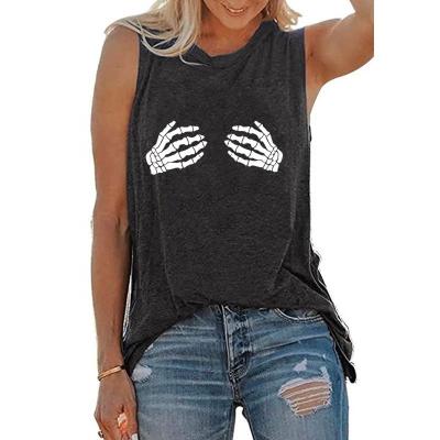 China Anti-wrinkle Women Tank Tops Summer Skull Hands Printed Tee Tops Female 3 Color Invest Top Womens Tie Dye T-Shirts for sale