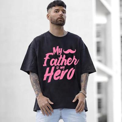 China Wholesale Mens Dad Father's Day Graphic T-shirts Super Anti-wrinkle 100% Cotton Printing Plain Custom Logo Printed T-shirt for sale