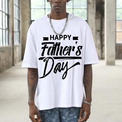 China Happy Newcomer Anti-wrinkle Dad's Day Pattern Streetwear Super Short Sleeve Round Neck Plus Size T-shirt Men for sale