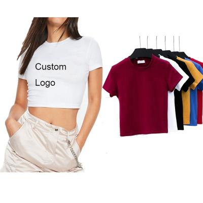 China Wholesale Anti-Wrinkle Sexy 100% Polyester T-shirt Club Heat-transfer Printed Women Graphic Skinny Crop Top Tees Tees for sale