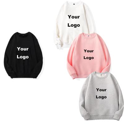 China Viable Wholesale Custom Printing Simple White Cotton And Spandex Unisex Womens Crewneck Hoodie Long Sleeves Sweatshirt for sale