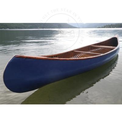 China Fishing Wooden Vessels Wholesale Cedar Canoe With Masts 16ft Ribs 16ft Fishing Kayak / Boat / Canoe for sale