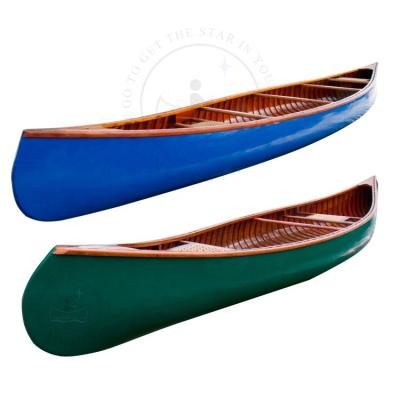 China Fishing Wooden Kayak / Boat / China Handmade Cedar Canoe With Ribs 16' 18' For Family Boating for sale