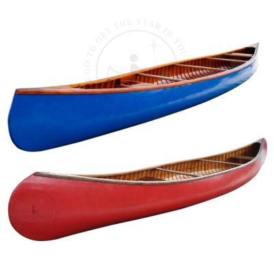 China Fishing Kayak/Boat/Canoe Handmade Cedar Color Blue and Red Fishing Wooden 18' for River and Lake for sale