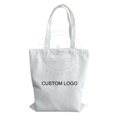 China Simple White Empty Cotton Canvas Tote Bag With Customized Logo Cheap Reusable Shopping Bags Printing Custom Wholesale Eco-friendly for sale