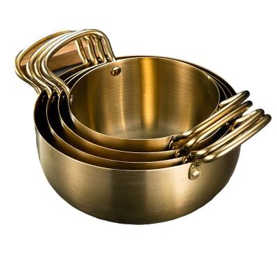 China Korean Stainless Steel Ramen Pot Thickened Household Soup Pot Hot Pot Noodle Golden Pot Cooking Soup Pot HG-2014 for sale