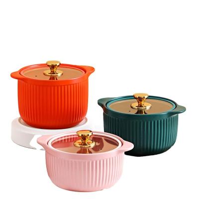 China Chinese Covered Casserole Soup Casserole Family Ceramic Rice Casserole Heat Resistant Casserole HG-2017 for sale