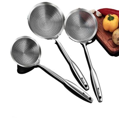 China Hot Stainless Steel Strainer Drain Bucket Kitchen Utensils Pot Fried Sieve Spoon HG-1011 for sale