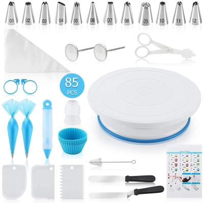 China Mordern Amazon Hot Sale 85 Pcs Cake Decorating Kit Cake Decorating Tool Kit With Non Slip Base Cake Turntable For Beginner for sale