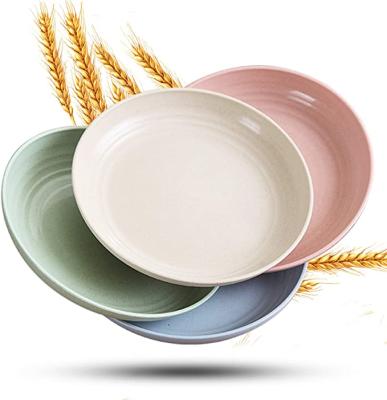 China Northern Europe 4pcs Round Biodegradable Wheat Straw Plate Dinner Set from Reusablue for sale