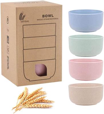 China Sustainable Portable Wheat Straw Bowl Microwave Available Set Of 4 Eco Rice Noodles Snacks for sale