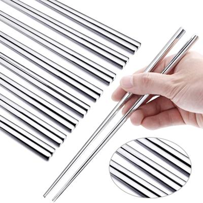 China Viable Japanese Style 304 Metal Stainless Steel Korean Square Titanium Chopsticks 23cm for sale