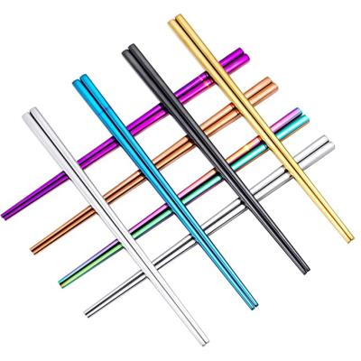 China Titanium Chopsticks 23cm Korean Viable Logo Reusable Stainless Steel Custom Metal 304 Chopsticks for sale