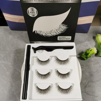 China Natural High Quality Long Mink Hair Mixed False Eyelashes Three Piece 3D Natural Fluffy In Three Sizes for sale