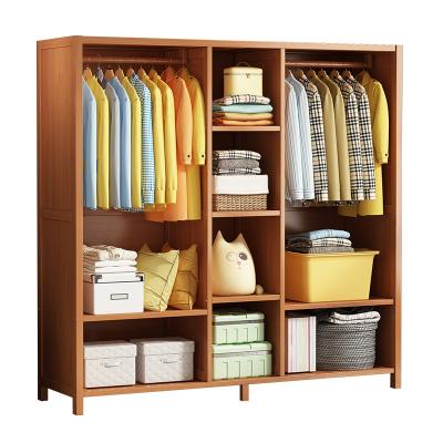 China Solid Wood Dustproof Storage Cabinet Cloth Art Solid Wardrobe (Wardrobe The Other) Home Adjustable Simple Rental Bedroom Room YMJ5 for sale