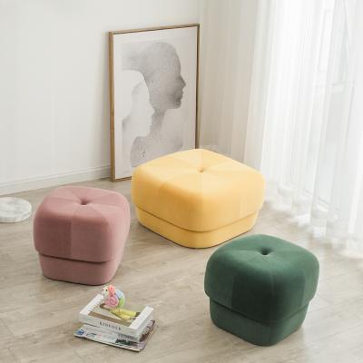 China DZ02 Modern ODM/OEM Customized High Quality Round Stool Fabric Velvet Fabric Bedroom Round Stool Wooden Round Stool for sale